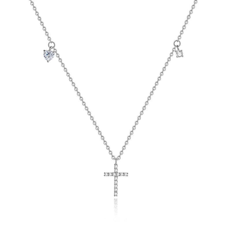 925 Silver Flower CZ Pendant Necklace For Women Wedding Jewelry