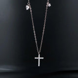925 Silver Flower CZ Pendant Necklace For Women Wedding Jewelry