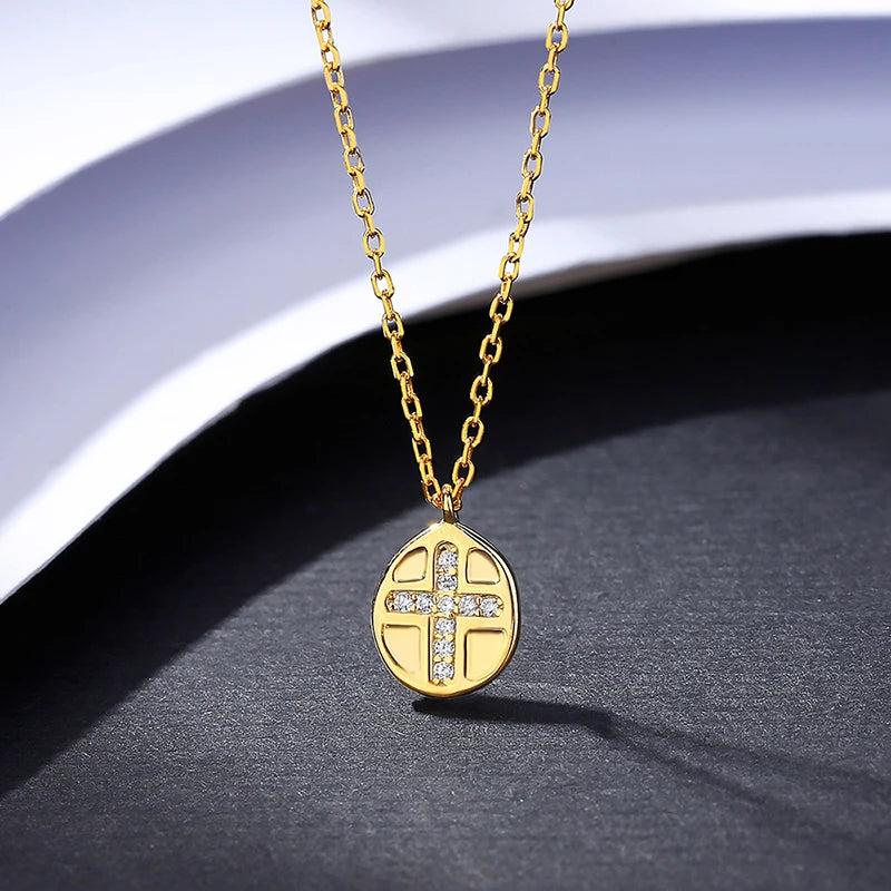 Zircon Cross Silver Necklace CZ Party Pendant