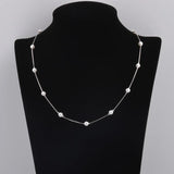 925 Sterling Silver Tiny Shell Pearl Necklaces Box Chain Pendants