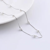 925 Sterling Silver Tiny Shell Pearl Necklaces Box Chain Pendants