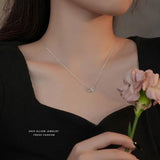 925 Silver Zircon Butterfly Pendant Necklace for Women