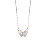 925 Silver Zircon Butterfly Pendant Necklace for Women
