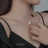 925 Silver Moonstone Water Drop Pendant Necklace for Women