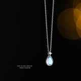 925 Silver Moonstone Water Drop Pendant Necklace for Women