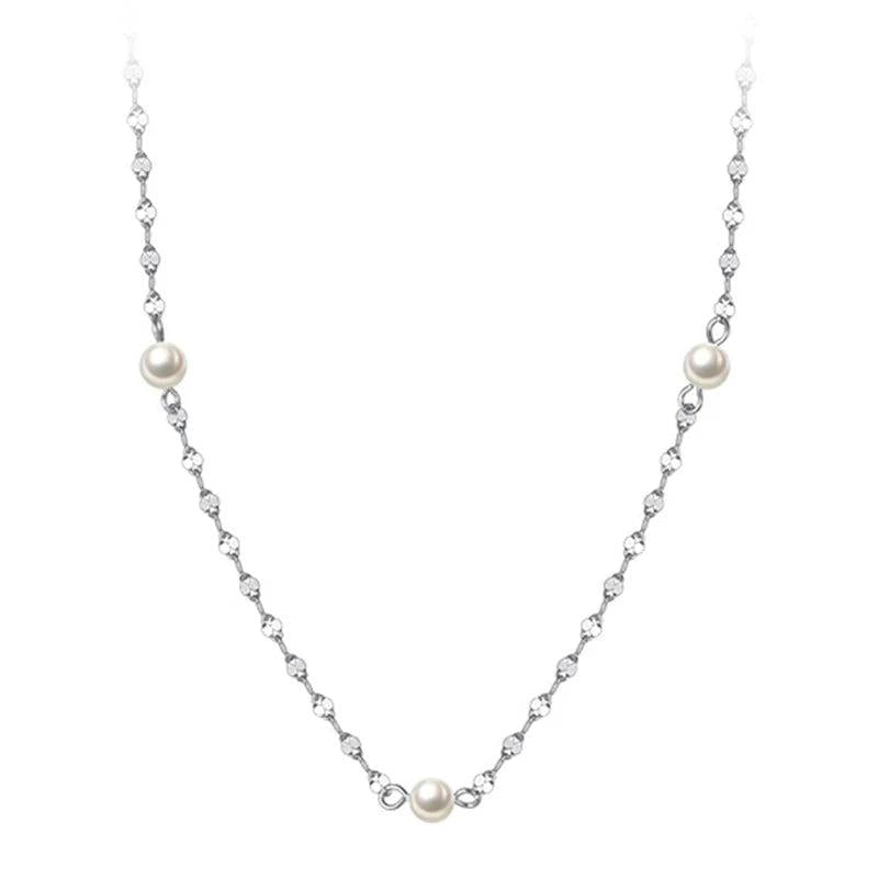 Trustdavis 925 Silver Pearl Chain Necklace Wedding Party S925 DA