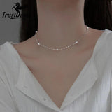 Trustdavis 925 Silver Pearl Chain Necklace Wedding Party S925 DA