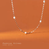 Trustdavis 925 Silver Pearl Chain Necklace Wedding Party S925 DA