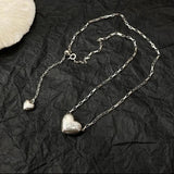 925 Silver Sweater Necklace Buckle LOVE Heart Party