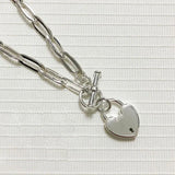 925 Silver Sweater Necklace Buckle LOVE Heart Party