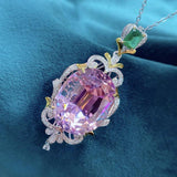 Natural Pink Morganite Pendant Necklace with Chain Silver Sweater