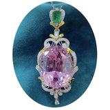 Natural Pink Morganite Pendant Necklace with Chain Silver Sweater