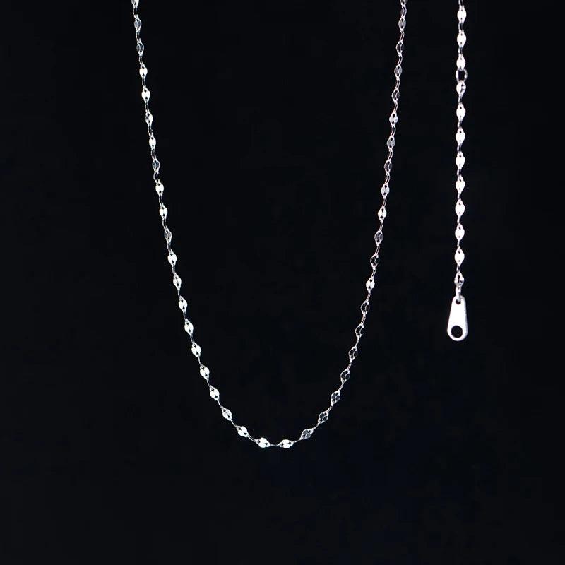 925 Silver Single Chain Clavicle Necklace for Women Classic Jewelry