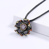 Exaggerated Flower Necklace Purple Zircon Jewelry for Women