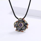 Exaggerated Flower Necklace Purple Zircon Jewelry for Women