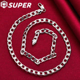 925 Silver 8mm Flat Chain Necklace 16-24 Inch