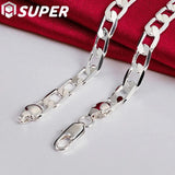 925 Silver 8mm Flat Chain Necklace 16-24 Inch