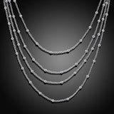 925 Silver Round Smooth Beads Layered Necklaces for Women Wedding Jewelry