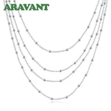 925 Silver Round Smooth Beads Layered Necklaces for Women Wedding Jewelry