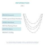 925 Silver Round Smooth Beads Layered Necklaces for Women Wedding Jewelry