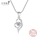 Heart Shape Zircon Pendant Necklace 925 Sterling Silver Rhinestone Women Clavicl