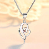 Heart Shape Zircon Pendant Necklace 925 Sterling Silver Rhinestone Women Clavicl