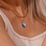 Y2K Colorful Enamel Circle Pendant Yingyang Coin Necklace