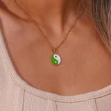 Y2K Colorful Enamel Circle Pendant Yingyang Coin Necklace