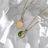 Y2K Colorful Enamel Circle Pendant Yingyang Coin Necklace