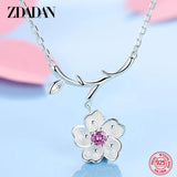 925 Silver Flower Necklace Chain Engagement Jewelry