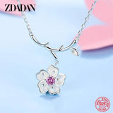 925 Silver Flower Necklace Chain Engagement Jewelry