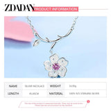 925 Silver Flower Necklace Chain Engagement Jewelry
