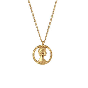Classical Portrait Coin Necklace Vintage Jewelry