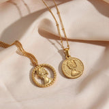 Classical Portrait Coin Necklace Vintage Jewelry