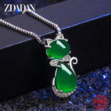 925 Sterling Silver Emerald Necklace Zircon Box Chain Jewelry