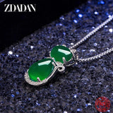925 Sterling Silver Emerald Necklace Zircon Box Chain Jewelry