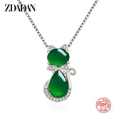 925 Sterling Silver Emerald Necklace Zircon Box Chain Jewelry