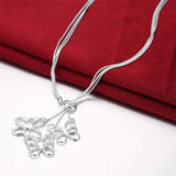 925 Silver 3 Snake Chain Butterfly Necklace for Women