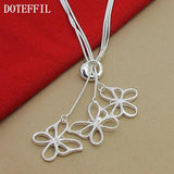 925 Silver 3 Snake Chain Butterfly Necklace for Women