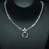 Vintage CZ Pendant Silver Necklace for Women