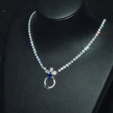 Vintage CZ Pendant Silver Necklace for Women