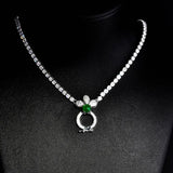 Vintage CZ Pendant Silver Necklace for Women
