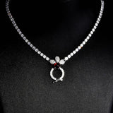 Vintage CZ Pendant Silver Necklace for Women