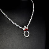 Vintage CZ Pendant Silver Necklace for Women