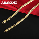 925 Silver 18K 5mm Sideways Chain Necklace 18-24 Inch