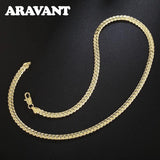 925 Silver 18K 5mm Sideways Chain Necklace 18-24 Inch