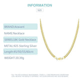 925 Silver 18K 5mm Sideways Chain Necklace 18-24 Inch