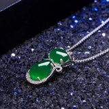 Retro Silver 925 Necklace Cat Shape Emerald Zircon Pendant