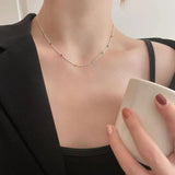 925 Silver Rainbow Bead Clavicle Chain Necklace for Women