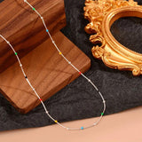 925 Silver Rainbow Bead Clavicle Chain Necklace for Women